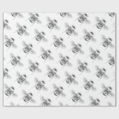  grijze bijen cadeaupapier (Vlak)