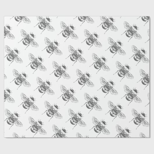 grijze bijen cadeaupapier (Vlak)