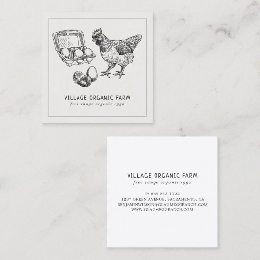 Grijze, biologisch vrije uitloop Boerderij Vierkante Visitekaartje (Voorkant / Achterkant)