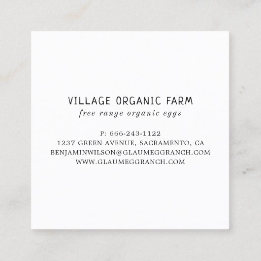 Grijze, biologisch vrije uitloop Boerderij Vierkante Visitekaartje (Achterkant)