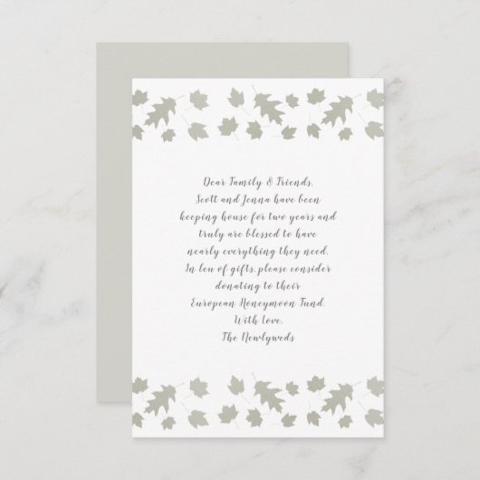 Grijze blaadjes die goed de Kaarten van de bewoord (Voorkant / Achterkant)