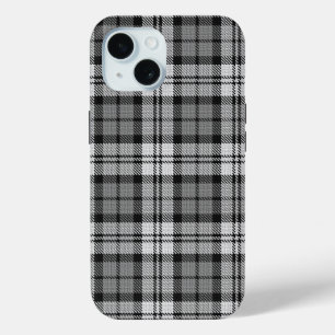 Grijze Blackwatch Tartan Plaid Design iPhone 15 Case
