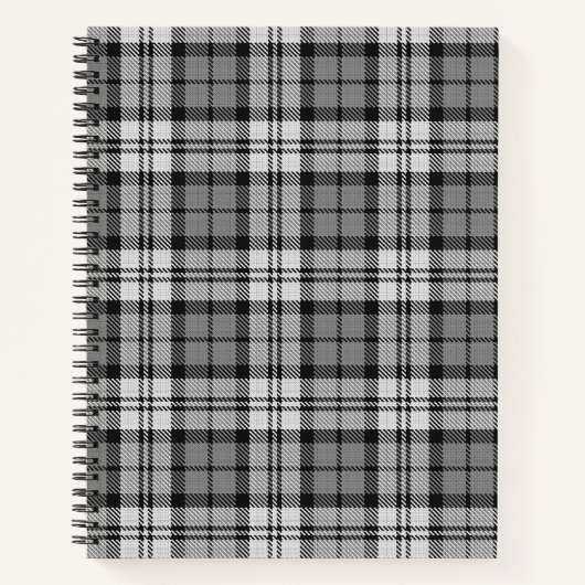 Grijze Blackwatch Tartan Plaid Design Notitieboek (Voorkant)