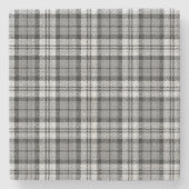 Grijze Blackwatch Tartan Plaid Design Stenen Onderzetter (Voorkant)
