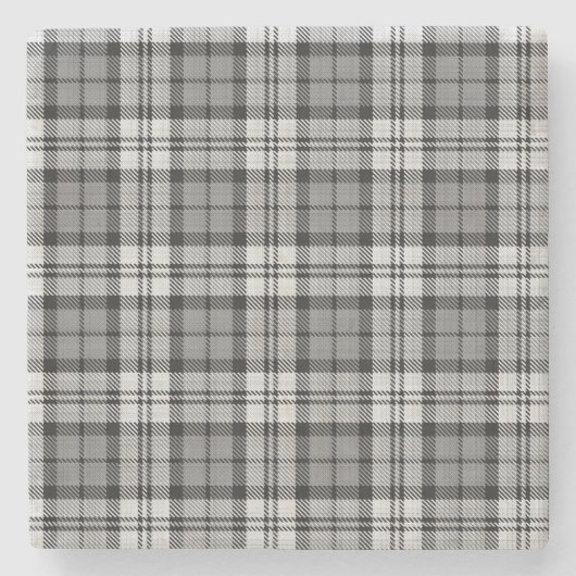 Grijze Blackwatch Tartan Plaid Design Stenen Onderzetter (Voorkant)
