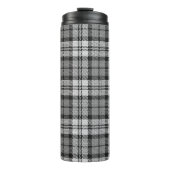 Grijze Blackwatch Tartan Plaid Design Thermosbeker (Voorkant)