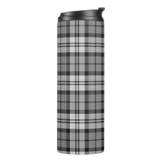 Grijze Blackwatch Tartan Plaid Design Thermosbeker (Gedraaid links)
