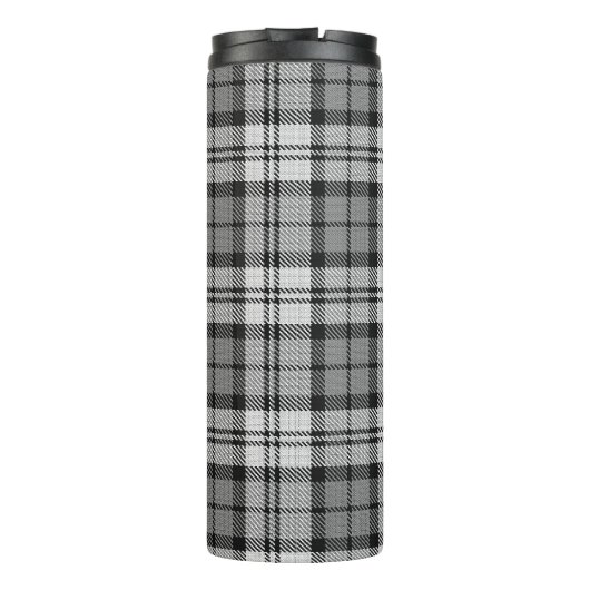 Grijze Blackwatch Tartan Plaid Design Thermosbeker (Achterkant)