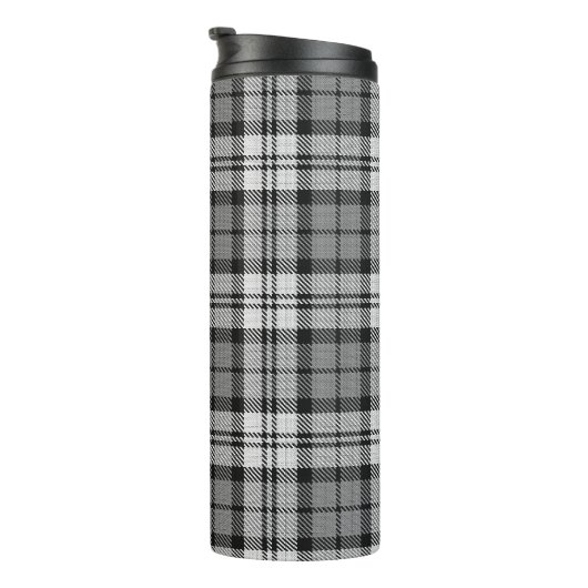 Grijze Blackwatch Tartan Plaid Design Thermosbeker (Geroteerd rechts)