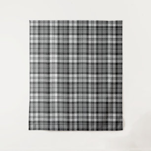 Grijze Blackwatch Tartan Plaid Design Wandkleed