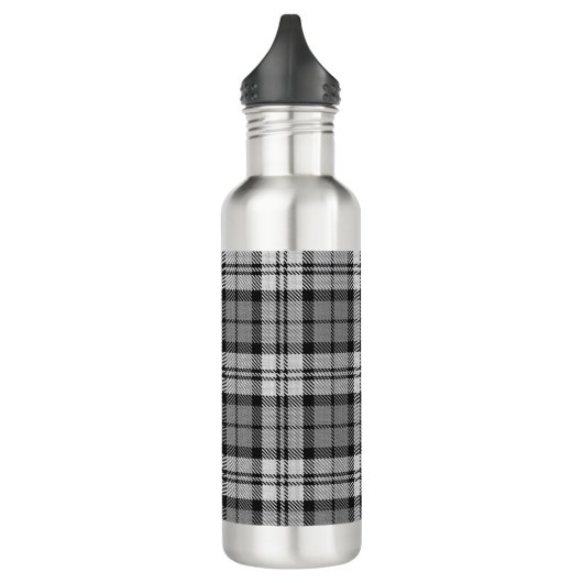 Grijze Blackwatch Tartan Plaid Design Waterfles (Links)
