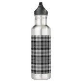 Grijze Blackwatch Tartan Plaid Design Waterfles (Rechts)