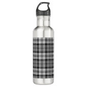 Grijze Blackwatch Tartan Plaid Design Waterfles (Voorkant)