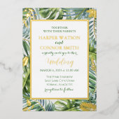 Grijze bladbladbladbladbladeren met een eenvoudige folie uitnodiging (Voorkant)