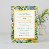 Grijze bladbladbladbladbladeren met een eenvoudige folie uitnodiging (Staand Voorkant)