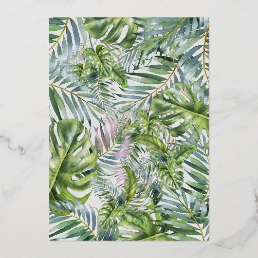 Grijze bladbladbladbladbladeren met een eenvoudige folie uitnodiging (Achterkant)