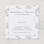 Grijze bladeren en bloemen omtrek illustratie vierkante visitekaartje (Achterkant)