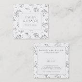 Grijze bladeren en bloemen omtrek illustratie vierkante visitekaartje (Voorkant / Achterkant)