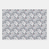 Grijze bladeren en rode bessen die papierbladen ov inpakpapier vel (Voorkant 3)