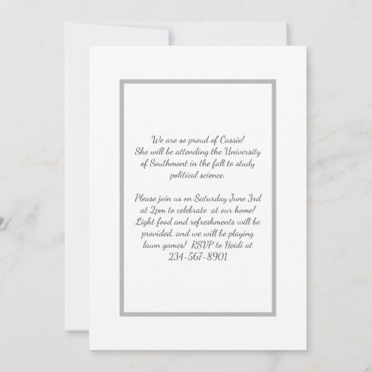 Grijze bladeren Foto-Afstuderen aankondiging (Achterkant)