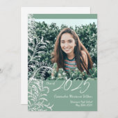 Grijze bladeren Foto-Afstuderen aankondiging (Voorkant / Achterkant)