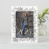 Grijze bladeren Foto-Afstuderen aankondiging (Staand voorkant)