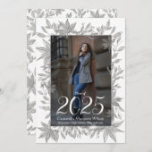 Grijze bladeren Foto-Afstuderen aankondiging (Voorkant / Achterkant)