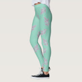 Grijze bladeren op groene leggings (Links)