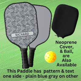 Grijze blauwe 3D-cirkels geometrisch, Naam monogra Pickleball Paddle