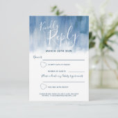 Grijze blauwe abstracte moderne kunst geschilderd RSVP kaartje (Staand voorkant)