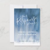 Grijze blauwe abstracte moderne kunst geschilderd RSVP kaartje (Achterkant)