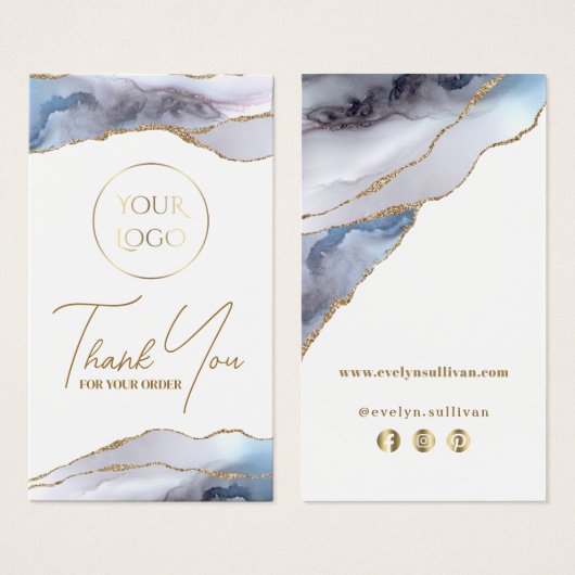 Grijze blauwe agate verpakking invoegen visitekaartje (Voorkant /achterkant)