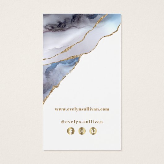 Grijze blauwe agate verpakking invoegen visitekaartje (Achterkant)