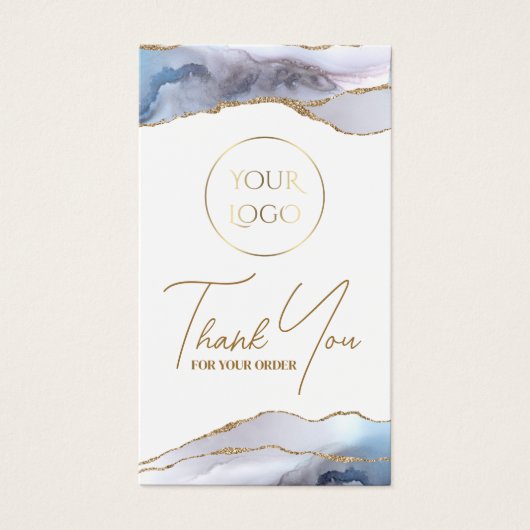 Grijze blauwe agate verpakking invoegen visitekaartje (Voorkant)