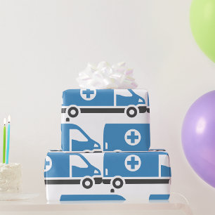Grijze Blauwe Ambulance Cadeaupapier
