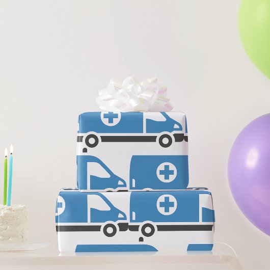 Grijze Blauwe Ambulance Cadeaupapier