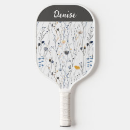 Grijze Blauwe Aquarel Wilde Bloem Eigen Naam Pickleball Paddle