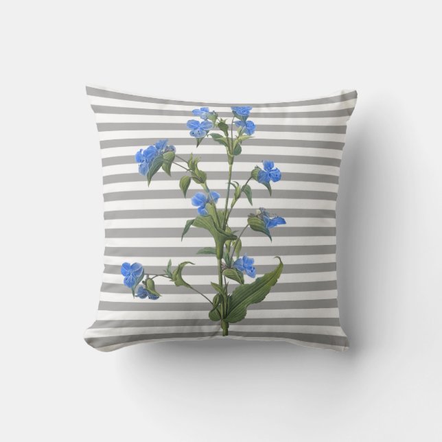 Grijze blauwe bloem met dubbele zijde kussen (Voorkant)