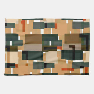 Grijze blauwe bruine strepen theedoek