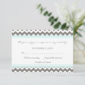 Grijze blauwe Chevron RSVP-bruiloft RSVP Kaartje (Staand voorkant)