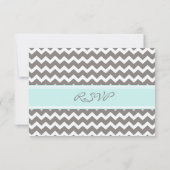 Grijze blauwe Chevron RSVP-bruiloft RSVP Kaartje (Achterkant)