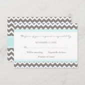 Grijze blauwe Chevron RSVP-bruiloft RSVP Kaartje (Voorkant / Achterkant)