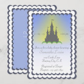 Grijze blauwe droomkasteel in het Baby shower wolk Kaart (Voorkant / Achterkant)