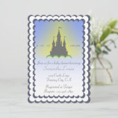 Grijze blauwe droomkasteel in het Baby shower wolk Kaart (Staand voorkant)