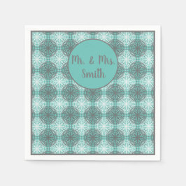 Grijze, blauwe en witte logo's servet