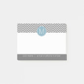 Grijze blauwe kazen met aangepast monogram post-it® notes (Voorkant)