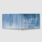 Grijze blauwe moderne kunst aangepast trouwgastenb gastenboek (Volledig)