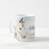 Grijze blauwe paard met bloemen gepersonaliseerde  koffiemok (Voorkant links)