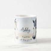 Grijze blauwe paard met bloemen gepersonaliseerde  koffiemok (Center)