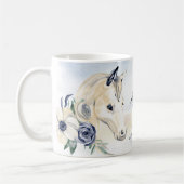 Grijze blauwe paard met bloemen gepersonaliseerde  koffiemok (Links)